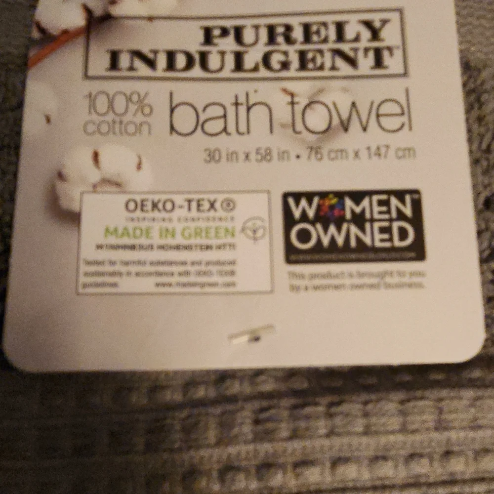 Purely Indulgent bath towels 30”X58” Gunmetal Gray Oeko-Tex NWT QUANTITY 2 Each